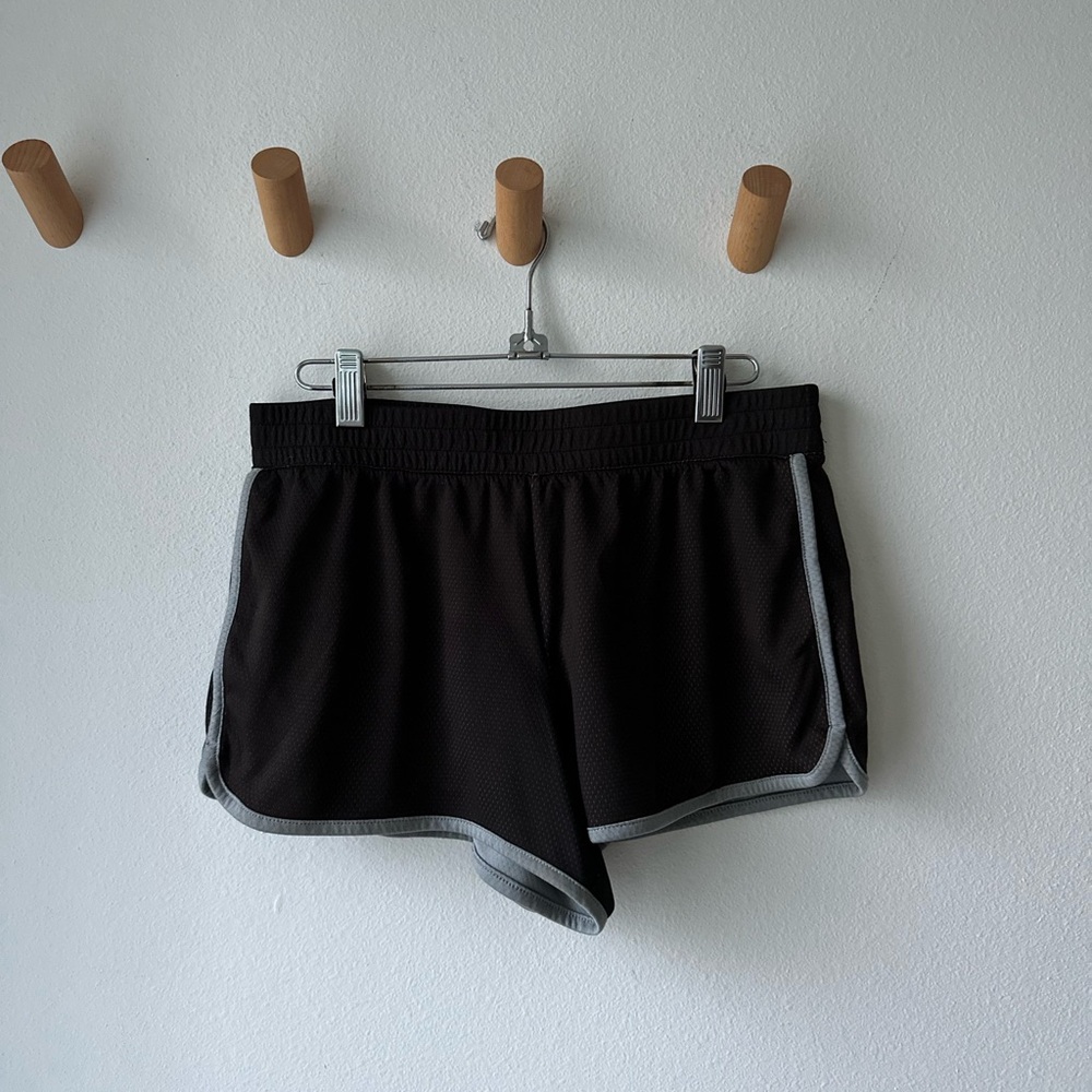 Women's Mesh Athletic Shorts in Black with Gray Trim